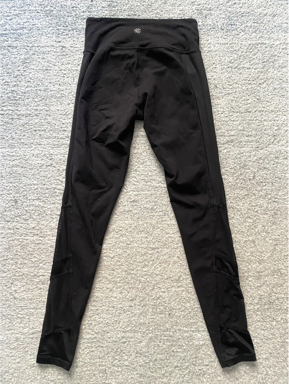 Athleta XS Moto-vating Black Mesh Leggings Activewear Gym Workout - Picture 4 of 7